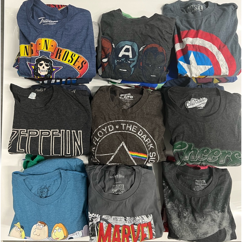 Lot of 27 Assorted Vintage T-Shirts Size Large